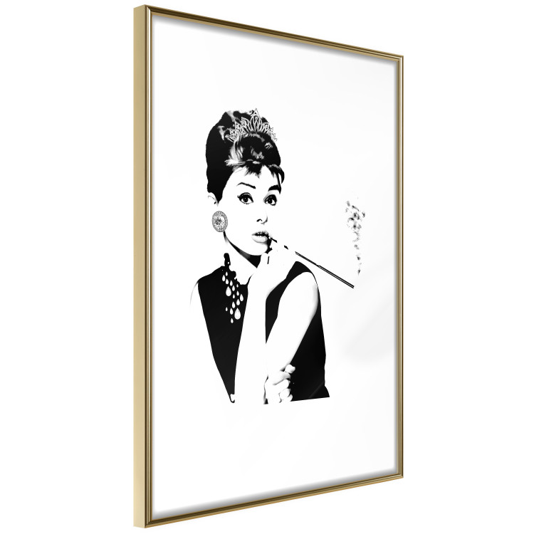 Wall Poster Audrey - black and white portrait of a woman smoking a pipe on a light background 126681 additionalImage 7