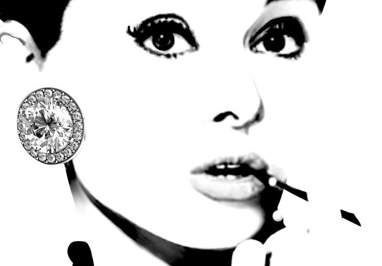 Wall Poster Audrey - black and white portrait of a woman smoking a pipe on a light background 126681 additionalImage 9