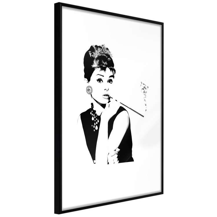 Wall Poster Audrey - black and white portrait of a woman smoking a pipe on a light background 126681 additionalImage 6