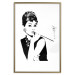 Wall Poster Audrey - black and white portrait of a woman smoking a pipe on a light background 126681 additionalThumb 21