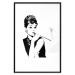 Wall Poster Audrey - black and white portrait of a woman smoking a pipe on a light background 126681 additionalThumb 17