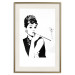 Wall Poster Audrey - black and white portrait of a woman smoking a pipe on a light background 126681 additionalThumb 20