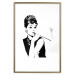 Wall Poster Audrey - black and white portrait of a woman smoking a pipe on a light background 126681 additionalThumb 16