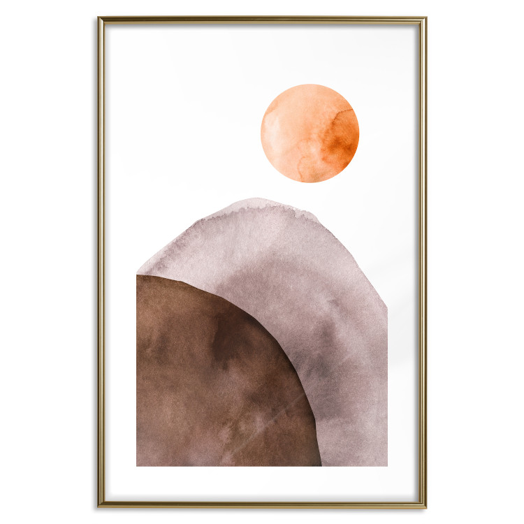 Poster Moon and Mountains - abstract composition of moon and mountains on a white background 127481 additionalImage 16