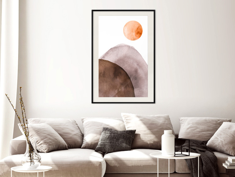 Poster Moon and Mountains - abstract composition of moon and mountains on a white background 127481 additionalImage 24