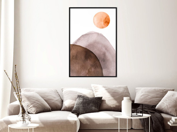 Poster Moon and Mountains - abstract composition of moon and mountains on a white background 127481 additionalImage 6
