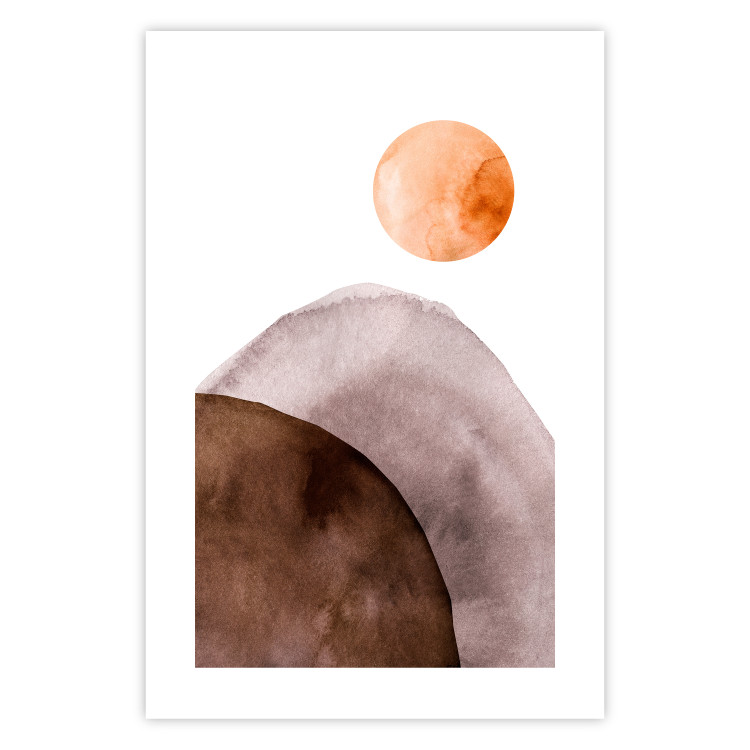 Poster Moon and Mountains - abstract composition of moon and mountains on a white background 127481 additionalImage 25