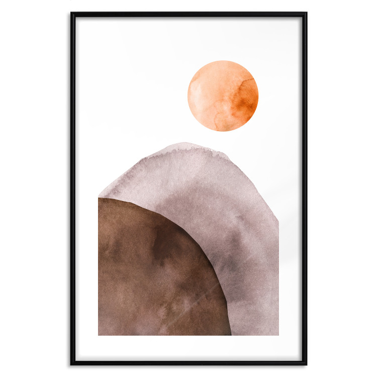 Poster Moon and Mountains - abstract composition of moon and mountains on a white background 127481 additionalImage 17