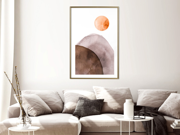 Poster Moon and Mountains - abstract composition of moon and mountains on a white background 127481 additionalImage 13