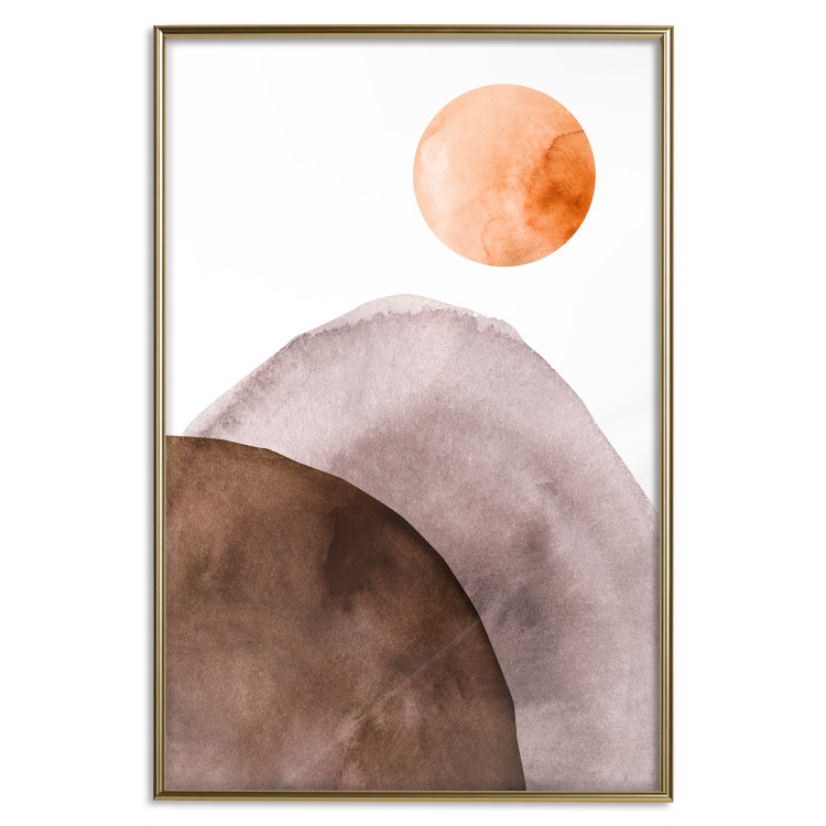 Poster Moon and Mountains - abstract composition of moon and mountains on a white background 127481 additionalImage 21