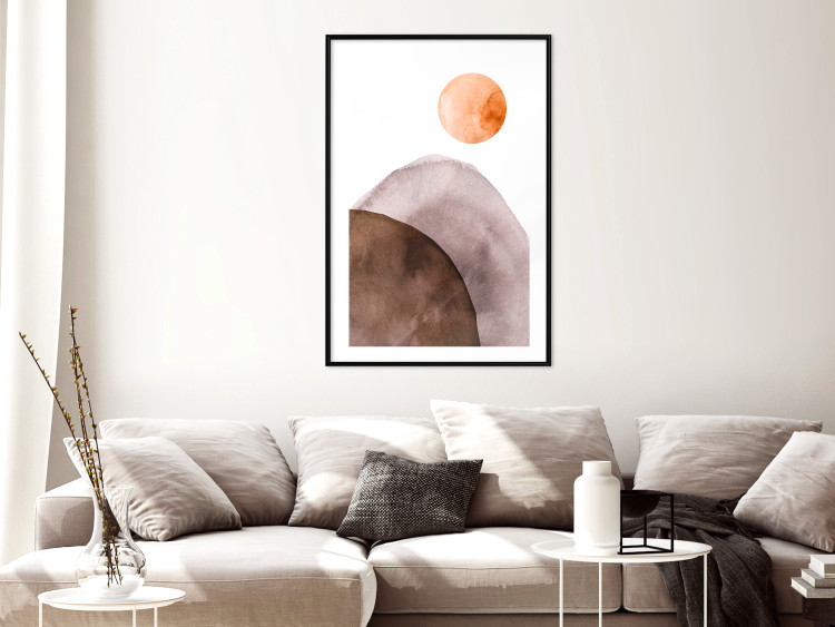 Poster Moon and Mountains - abstract composition of moon and mountains on a white background 127481 additionalImage 23