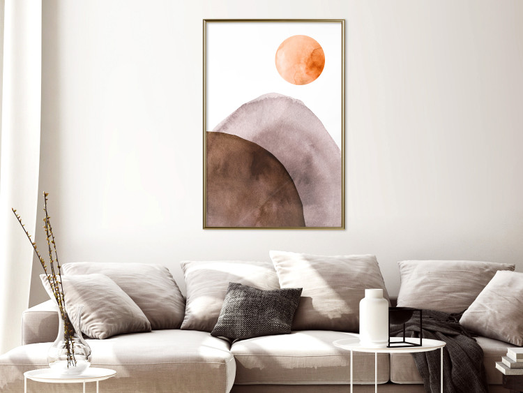 Poster Moon and Mountains - abstract composition of moon and mountains on a white background 127481 additionalImage 5