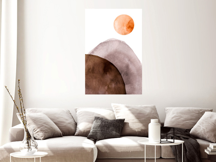 Poster Moon and Mountains - abstract composition of moon and mountains on a white background 127481 additionalImage 2