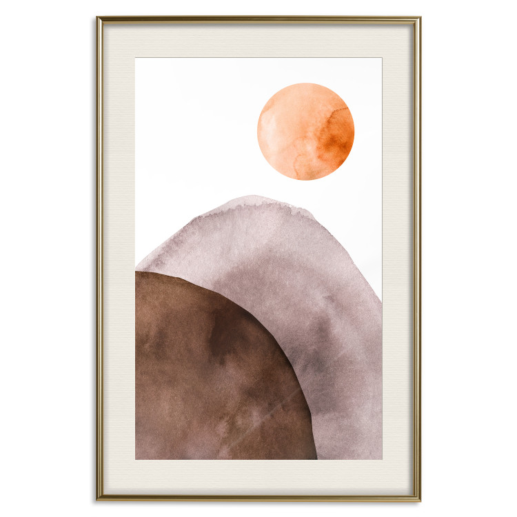 Poster Moon and Mountains - abstract composition of moon and mountains on a white background 127481 additionalImage 20