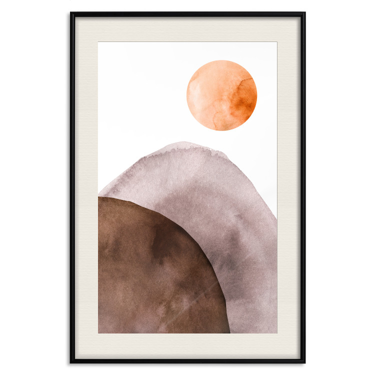 Poster Moon and Mountains - abstract composition of moon and mountains on a white background 127481 additionalImage 19