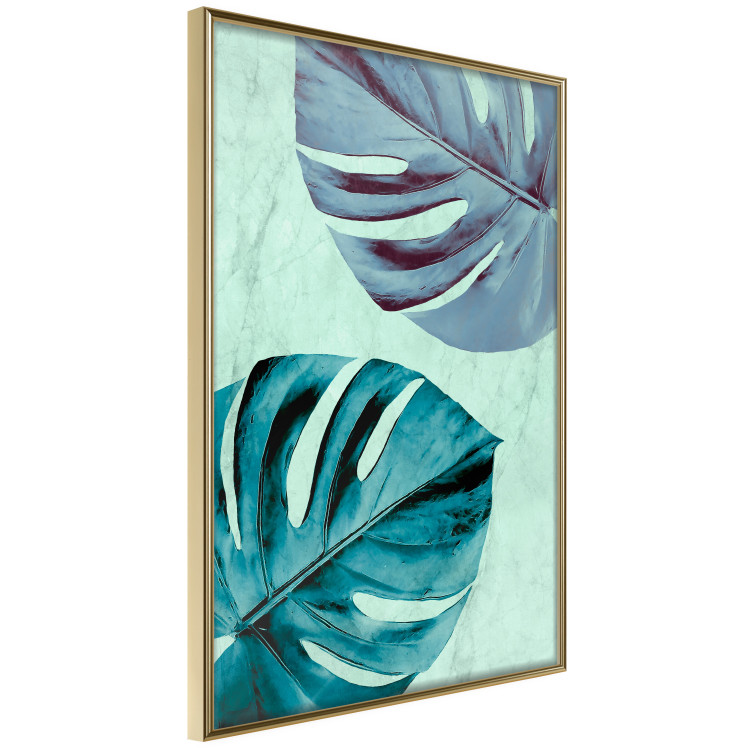 Poster Tropical Turquoise - green monstera leaves in turquoise composition 127881 additionalImage 12