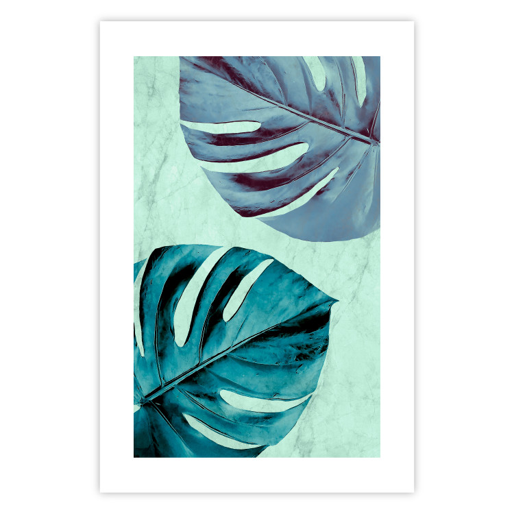 Poster Tropical Turquoise - green monstera leaves in turquoise composition 127881 additionalImage 15