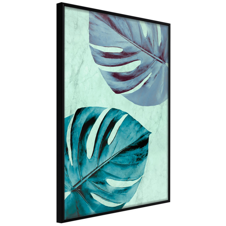 Poster Tropical Turquoise - green monstera leaves in turquoise composition 127881 additionalImage 11