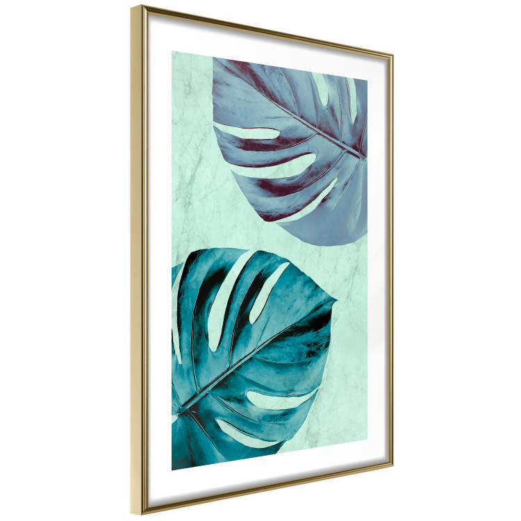 Poster Tropical Turquoise - green monstera leaves in turquoise composition 127881 additionalImage 7