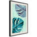 Poster Tropical Turquoise - green monstera leaves in turquoise composition 127881 additionalThumb 2