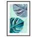 Poster Tropical Turquoise - green monstera leaves in turquoise composition 127881 additionalThumb 20