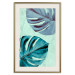 Poster Tropical Turquoise - green monstera leaves in turquoise composition 127881 additionalThumb 22