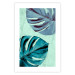 Poster Tropical Turquoise - green monstera leaves in turquoise composition 127881 additionalThumb 15