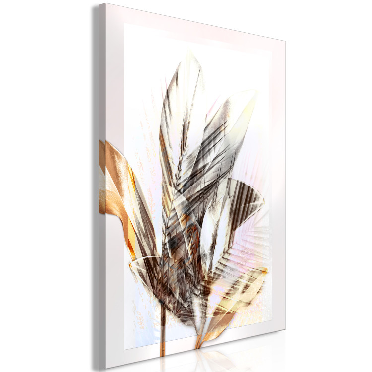 Canvas Art Print Remembrance (1-part) vertical - abstract leaves on a light background 127981 additionalImage 2