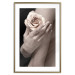 Wall Poster Subtle Fragrance - woman's hand holding rose flower on black background 128081 additionalThumb 16