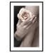 Wall Poster Subtle Fragrance - woman's hand holding rose flower on black background 128081 additionalThumb 15
