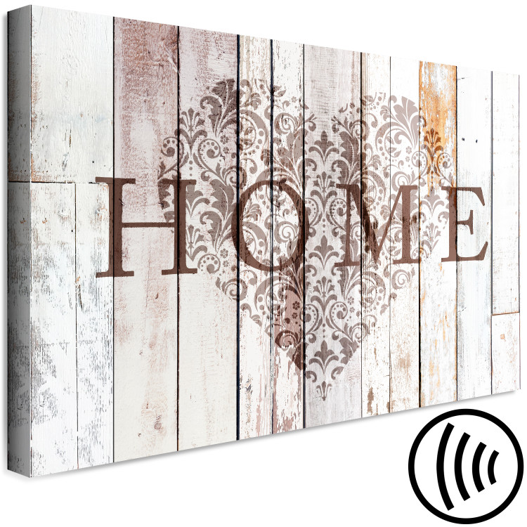 Canvas Art Print Heart of the Home (1-part) wide - "home" inscription on a light wooden background 128381 additionalImage 6