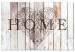 Canvas Art Print Heart of the Home (1-part) wide - "home" inscription on a light wooden background 128381