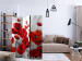 Room Divider Screen Poppies in Moonlight (3-piece) - red flowers on a gray background 128981 additionalThumb 4