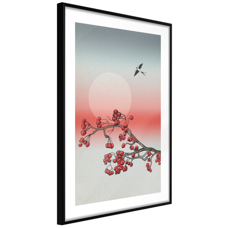 Poster Winter Rose - botanical abstraction with plant and bird against sky backdrop 129381 additionalImage 8