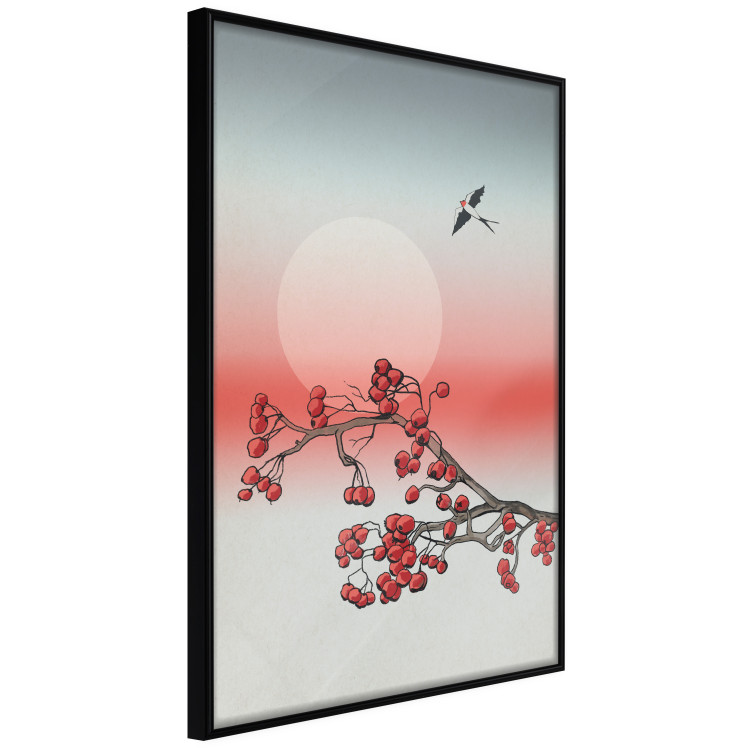 Poster Winter Rose - botanical abstraction with plant and bird against sky backdrop 129381 additionalImage 11