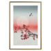 Poster Winter Rose - botanical abstraction with plant and bird against sky backdrop 129381 additionalThumb 14