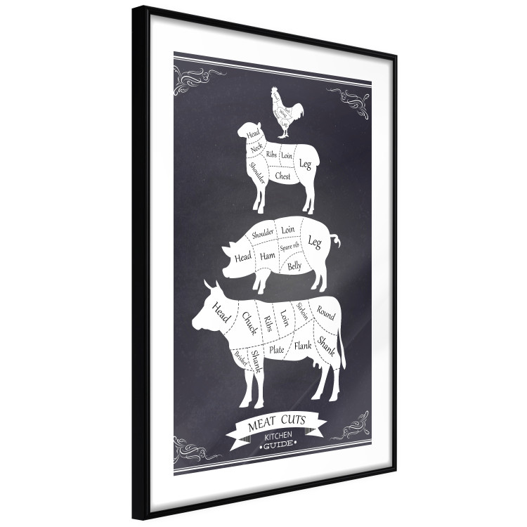 Wall Poster Kitchen Essential - English text and graphics of types of meat 129581 additionalImage 8