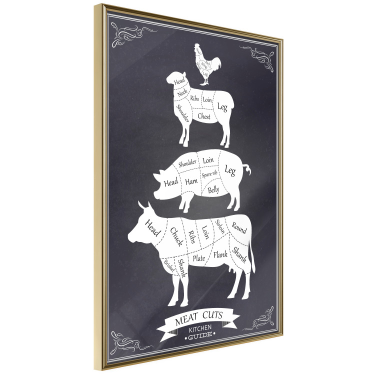 Wall Poster Kitchen Essential - English text and graphics of types of meat 129581 additionalImage 14