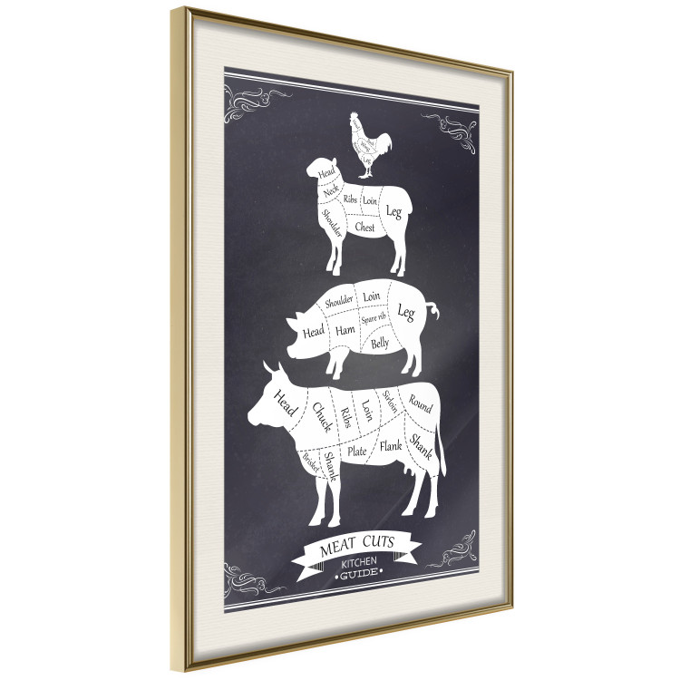Wall Poster Kitchen Essential - English text and graphics of types of meat 129581 additionalImage 3