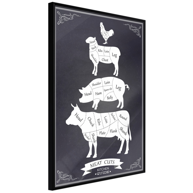 Wall Poster Kitchen Essential - English text and graphics of types of meat 129581 additionalImage 11