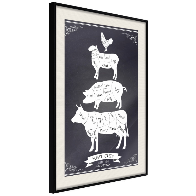 Wall Poster Kitchen Essential - English text and graphics of types of meat 129581 additionalImage 2
