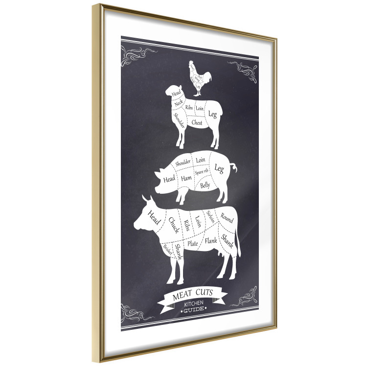 Wall Poster Kitchen Essential - English text and graphics of types of meat 129581 additionalImage 9