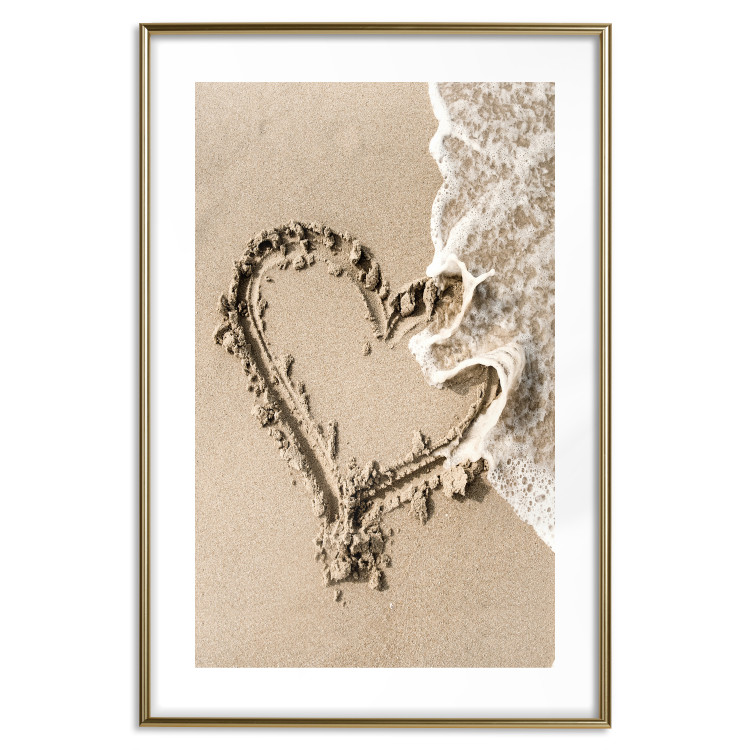 Poster Wave of Love - seaside landscape of a wave and a romantic heart on sand 131781 additionalImage 16