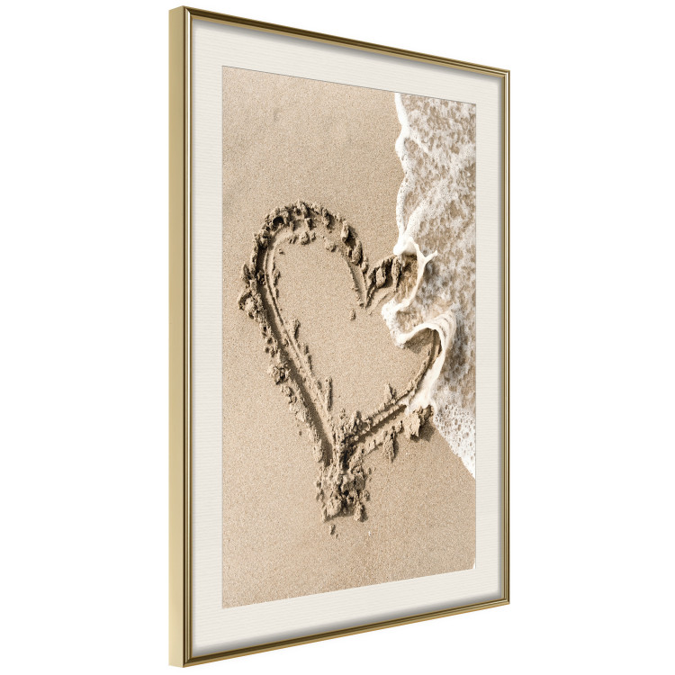 Poster Wave of Love - seaside landscape of a wave and a romantic heart on sand 131781 additionalImage 3