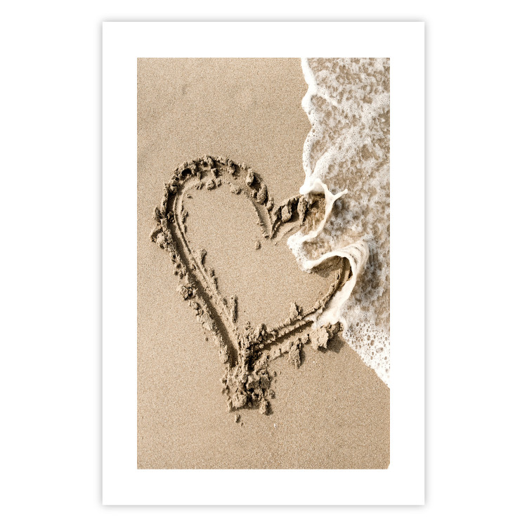 Poster Wave of Love - seaside landscape of a wave and a romantic heart on sand 131781 additionalImage 25