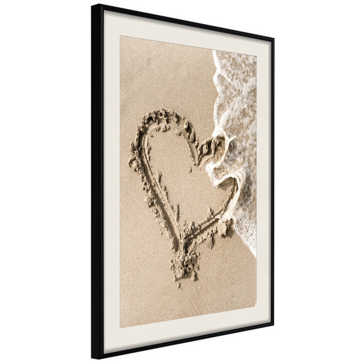 Poster Wave of Love - seaside landscape of a wave and a romantic heart on sand 131781 additionalImage 2