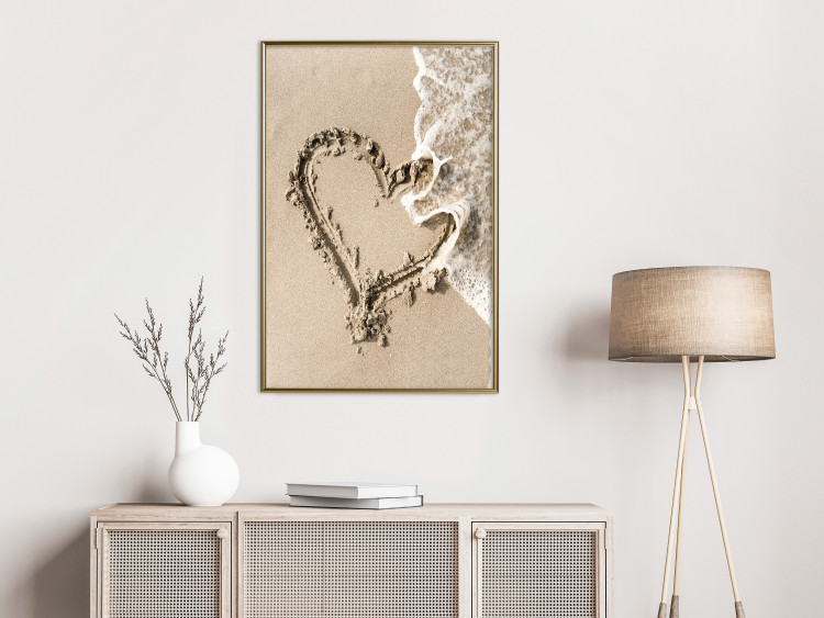 Poster Wave of Love - seaside landscape of a wave and a romantic heart on sand 131781 additionalImage 7