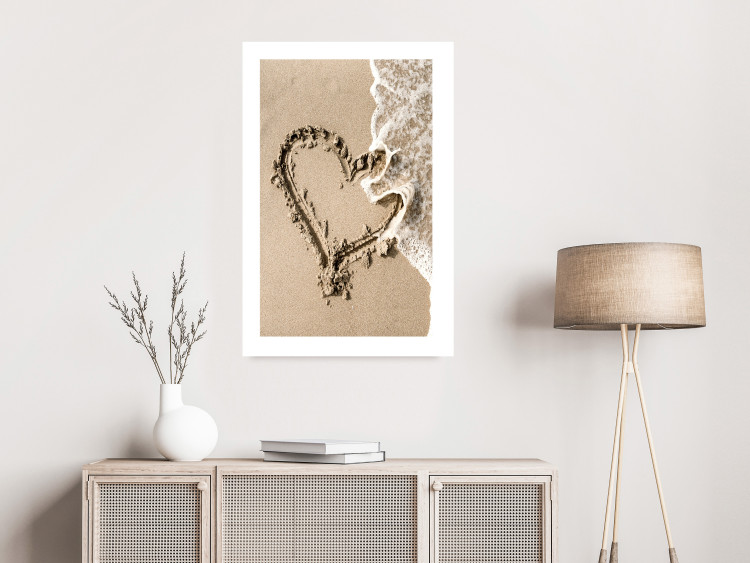 Poster Wave of Love - seaside landscape of a wave and a romantic heart on sand 131781 additionalImage 5
