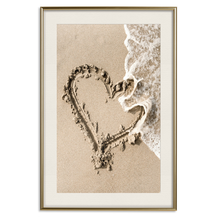 Poster Wave of Love - seaside landscape of a wave and a romantic heart on sand 131781 additionalImage 20