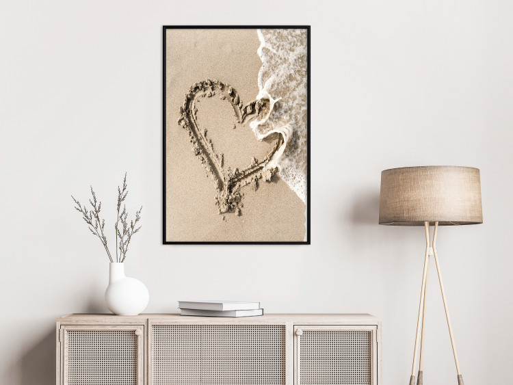 Poster Wave of Love - seaside landscape of a wave and a romantic heart on sand 131781 additionalImage 6